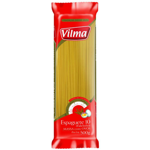 Macarrão Com Ovos Espaguete N° 10 (Fidelinho) Vilma 500g - 30 Unidades